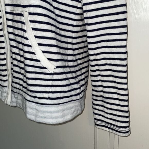 Talbots nautical look navy blue & white striped jacket with hood - Picture 5 of 10